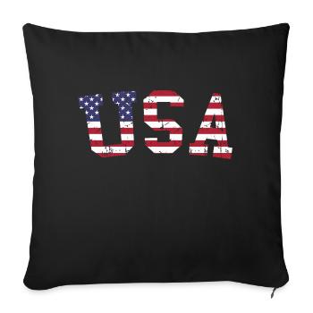 usa flag font vintage - Housse de coussin décorative 45 x 45 cm - noir - Devant