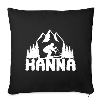 Skier First name Hanna Name Skier - Sofa pillowcase 17,3'' x 17,3'' (45 x 45 cm) - black - Front