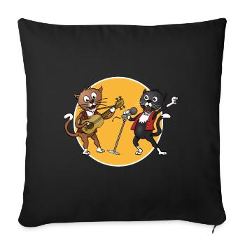 Two cats singing and playing a guitar together - Sofa pillowcase 17,3'' x 17,3'' (45 x 45 cm) - black - Front