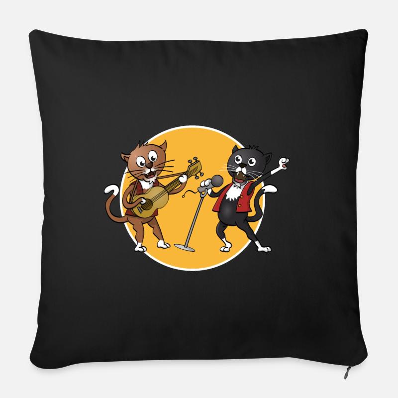 Le chant joyeux et jouant de la guitare. - Housse de coussin décorative 45 x 45 cm - noir