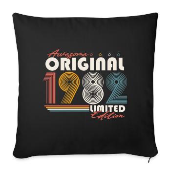 1982 vintage vintage retro birthday gift - Sofa pillowcase 17,3'' x 17,3'' (45 x 45 cm) - black - Front
