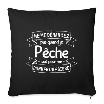 pêche, pêcheur, fan de pêche - Housse de coussin décorative 45 x 45 cm - noir - Devant