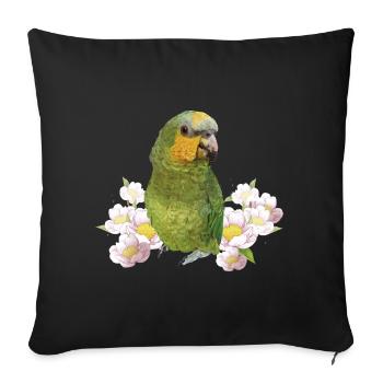 Le perroquet à ailes oranges - Housse de coussin décorative 45 x 45 cm - noir - Devant