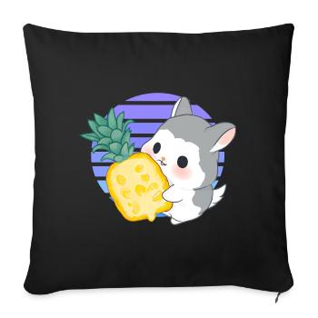 Chinchilla liebt Ananas - Sofakissenbezug 45 x 45 cm - Schwarz - Vorne