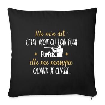 Humour Papy Chasse humoristique Papi Chasseur Tee - Housse de coussin décorative 45 x 45 cm - noir - Devant