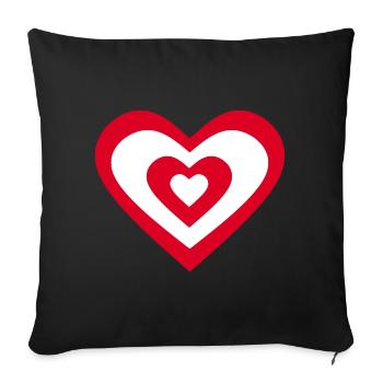 coeur rouge coeur rouge coeur rouge cadeau - Housse de coussin décorative 45 x 45 cm - noir - Devant
