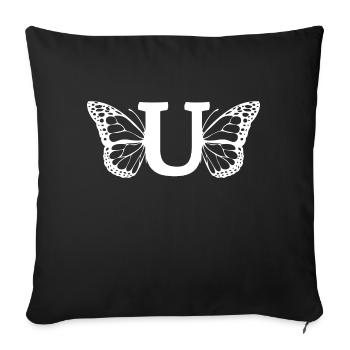 letter U butterfly - Sofa pillowcase 17,3'' x 17,3'' (45 x 45 cm) - black - Front
