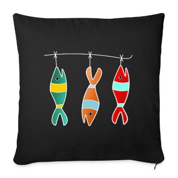 SARDINE. FISH. APRIL FOOL. EASTER. SEA - Sofa pillowcase 17,3'' x 17,3'' (45 x 45 cm) - black - Front