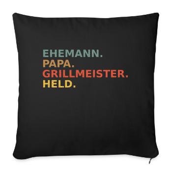 Husband Papa Grill Master Hero Vintage Retro - Sofa pillowcase 17,3'' x 17,3'' (45 x 45 cm) - black - Front