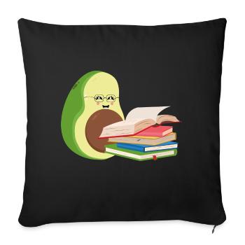 Lustige Avocado liest Bücher - Sofakissenbezug 45 x 45 cm - Schwarz - Vorne