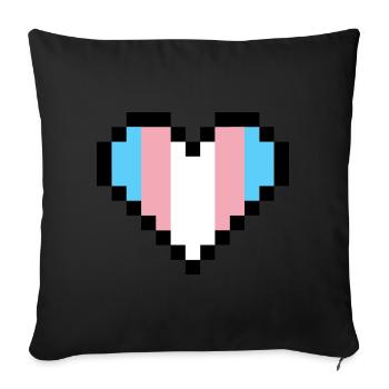 Transgender Pride Pixel Art Herz - Sofakissenbezug 45 x 45 cm - Schwarz - Vorne