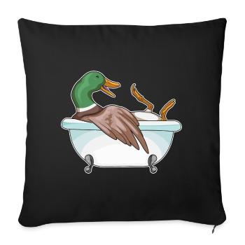 Ente Baden Badewanne - Sofakissenbezug 45 x 45 cm - Schwarz - Vorne