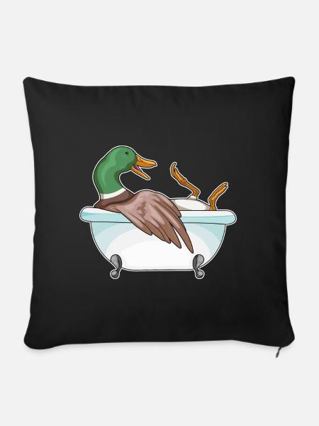Ente Baden Badewanne - Sofakissenbezug 45 x 45 cm - Schwarz