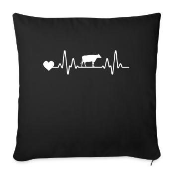 Cow Farmer Heartbeat ECG Line Cows - Sofa pillowcase 17,3'' x 17,3'' (45 x 45 cm) - black - Front