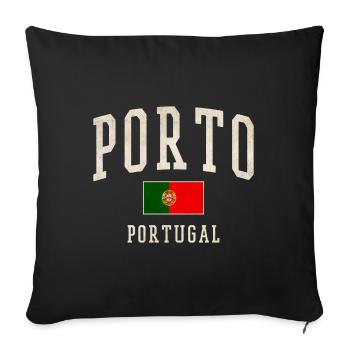 Porto Portugal Vintage Imprimer - Housse de coussin décorative 45 x 45 cm - noir - Devant