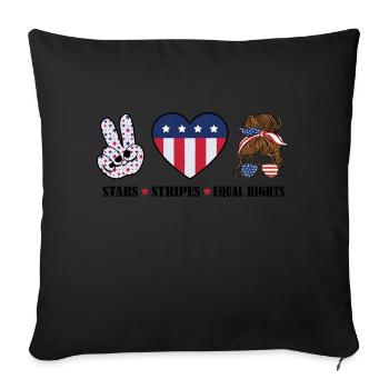 Rayures étoilées et égalité - Housse de coussin décorative 45 x 45 cm - noir - Devant