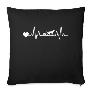 Heartbeat Cats Cat Lover Dog Lover H - Housse de coussin décorative 45 x 45 cm - noir - Devant