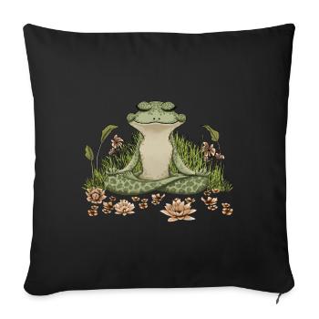 Cottagecore Grenouille méditative, T-shirt de yoga Grenouille - Housse de coussin décorative 45 x 45 cm - noir - Devant