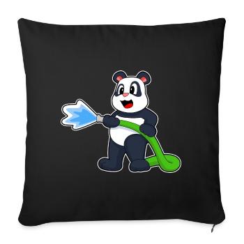 Panda Firefighter Fire Hose Fire Hose Fire Brigade - Sofa pillowcase 17,3'' x 17,3'' (45 x 45 cm) - black - Front