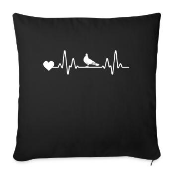 Pigeonnier pigeonnier pigeon voyageur heartbeat pigeons - Housse de coussin décorative 45 x 45 cm - noir - Devant