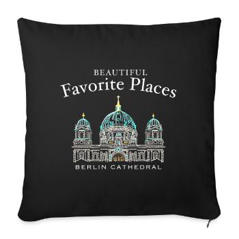 Cathédrale de Berlin, Beaux endroits préférés, Allemagne - Housse de coussin décorative 45 x 45 cm - noir - Devant