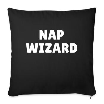 Nap wizard, funny nap loving slogan - Sofa pillowcase 17,3'' x 17,3'' (45 x 45 cm) - black - Front