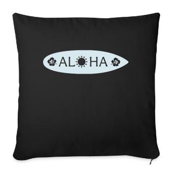 Aloha Surfbrett - Sofakissenbezug 45 x 45 cm - Schwarz - Vorne