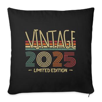 Vintage 2025 Cadeau Anniversaire 2025 Rétro2025 - Housse de coussin décorative 45 x 45 cm - noir - Devant