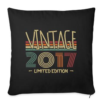 Vintage 2017 Retro Geburtstagsgeschenk2017 - Sofakissenbezug 45 x 45 cm - Schwarz - Vorne