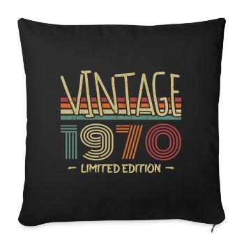 Vintage 1970's Retro 1970's Birthday Gift - Sofa pillowcase 17,3'' x 17,3'' (45 x 45 cm) - black - Front