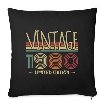 Vintage 1980's Retro 1980's Birthday Gift - Sofa pillowcase 17,3'' x 17,3'' (45 x 45 cm) - black - Front