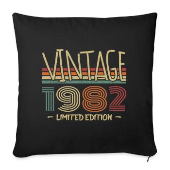 Jahrgang 1982 Retro 1982 Geburtstagsgeschenk - Sofakissenbezug 45 x 45 cm - Schwarz - Vorne