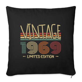 Vintage 1969 Retro 1969 Anniversary Gift - Sofa pillowcase 17,3'' x 17,3'' (45 x 45 cm) - black - Front