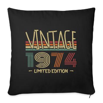 Vintage 1974 Retro 1974 Birthday Gift - Sofa pillowcase 17,3'' x 17,3'' (45 x 45 cm) - black - Front
