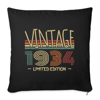 Vintage 1934 Cadeau Anniversaire 1934 Rétro1934 - Housse de coussin décorative 45 x 45 cm - noir - Devant