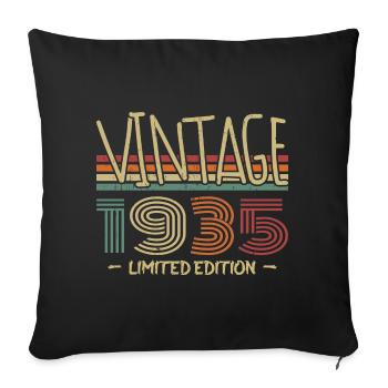 Jahrgang 1935 Retro 1935 Geburtstagsgeschenk - Sofakissenbezug 45 x 45 cm - Schwarz - Vorne