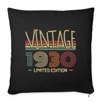 Vintage 1930 Cadeau Anniversaire 1930 Rétro1930 - Housse de coussin décorative 45 x 45 cm - noir - Devant