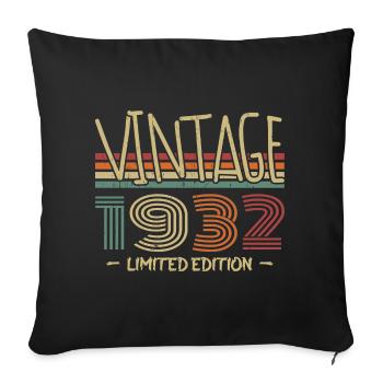 Jahrgang 1932 Retro 1932 Jubiläumsgeschenk - Sofakissenbezug 45 x 45 cm - Schwarz - Vorne