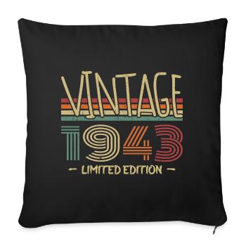 Vintage 1943 Retro 1943 Anniversary Gift - Sofa pillowcase 17,3'' x 17,3'' (45 x 45 cm) - black - Front
