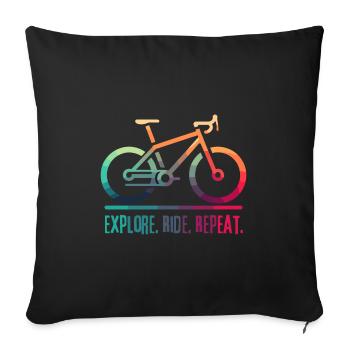 Explorez Ride Repeat - un projet pour le cycliste - Housse de coussin décorative 45 x 45 cm - noir - Devant