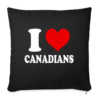 J’aime les Canadiens Coeur Drôle Spirituel - Housse de coussin décorative 45 x 45 cm - noir - Devant