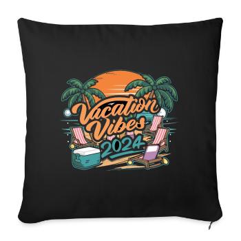 Vacation Vibes 2024 Sunset Palms and Beach - Sofakissenbezug 45 x 45 cm - Schwarz - Vorne