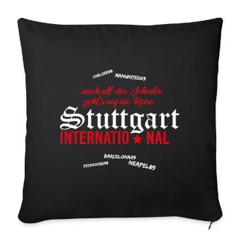 Fußball Stuttgart International - Sofakissenbezug 45 x 45 cm - Schwarz - Vorne