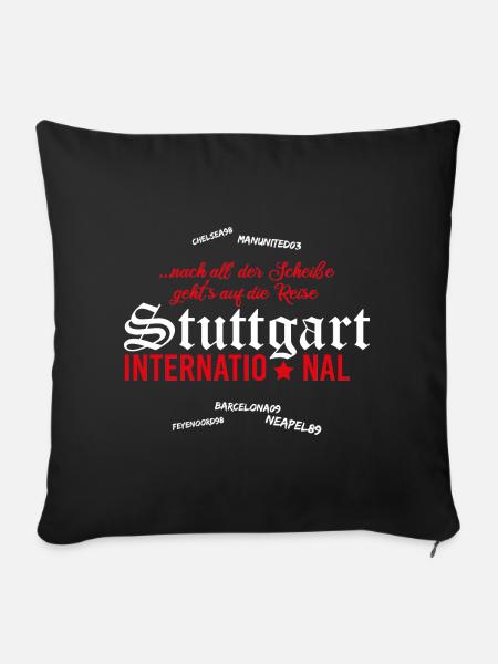 Fußball Stuttgart International - Sofakissenbezug 45 x 45 cm - Schwarz