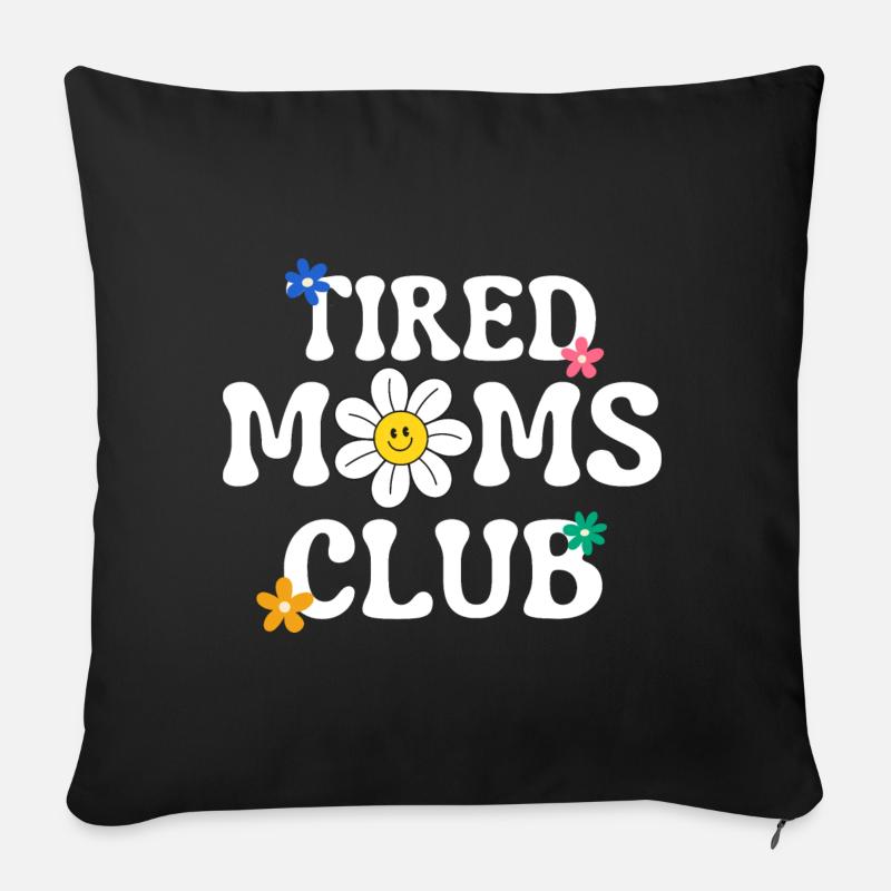 Müde Mütter Club mit groovigem Text - Sofakissenbezug 45 x 45 cm - Schwarz