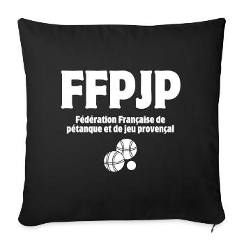 pétanque, joueur de pétanque, pétanqueur - Housse de coussin décorative 45 x 45 cm - noir - Devant