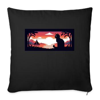 Katze am See - Sofakissenbezug 45 x 45 cm - Schwarz - Vorne