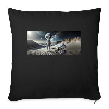 Alien gris sur la surface de la lune – Couple qui s’embrasse - Housse de coussin décorative 45 x 45 cm - noir - Devant