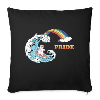 Surf de chat aux couleurs trans LGBT dans le - Housse de coussin décorative 45 x 45 cm - noir - Devant