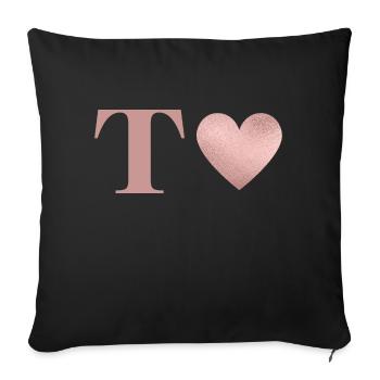 Letter t heart rose gold - Sofa pillowcase 17,3'' x 17,3'' (45 x 45 cm) - black - Front